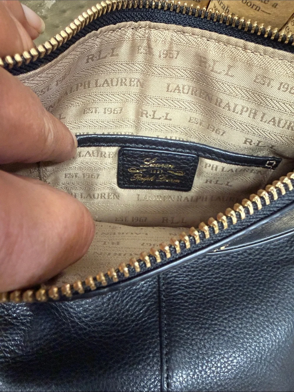 Ralph Lauren Leather Crossbody Bag in Black